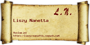 Liszy Nanetta névjegykártya
